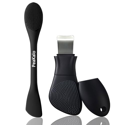 Silicone Face Scrubber Black Head Remover for Face- Appliances for Removing Make-up for Deep Cleansing Blackhead Remover Tools Face Spatula Makeup Removal Washing Brushes Pore Cleaner (Black) - color: Black