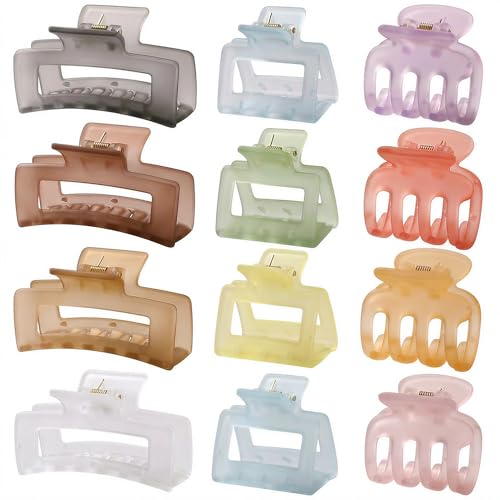 SMKSL 12 Pcs Hair Claw Clips for Women & Girls 3 Styles Hair Accessories - color: Ice Cream
