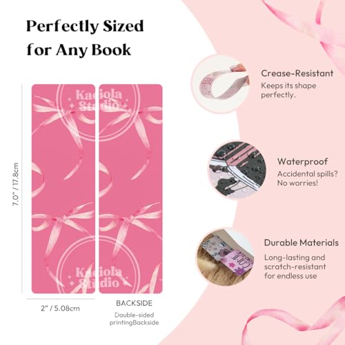 Kaciola Studio 10 PCS Pink Bow Bookmarks,Funny Bookmarks for Women,Double Sided Pink Romance Booklover Gifts,Cute Gifts for Romance Reader Friends Girls - color: Pink Bow
