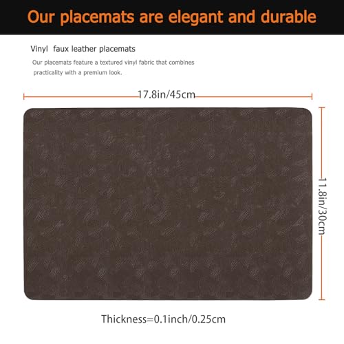 Coffee Plastic Placemats Set of 8, Faux Leather Waterproof Table Mats - color: Coffee
