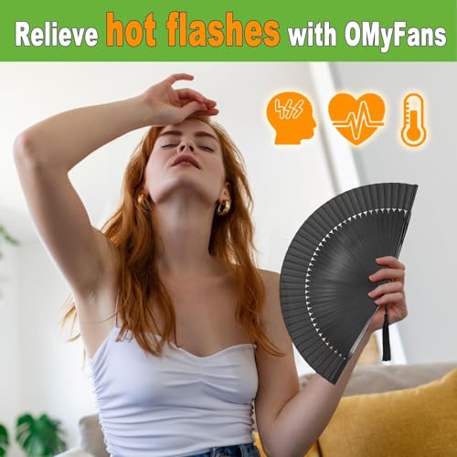 Hand Fan for Women Foldable - Folding Chinese Japanese Vintage Bamboo Silk Fan - Ideal for Hot Flashes, Church, EDM, Festivals, Dancing and Gifts (Solid Sexy Black) - color: Sexy Black-solid