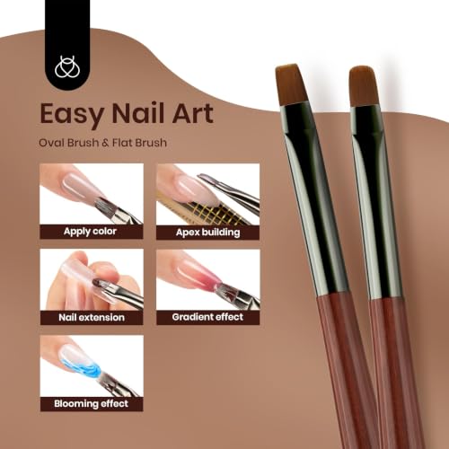 Beetles Gel Polish Nail Art Brushes, 6 Pcs Fingernail Art Design Pens - color: F-Brown-6