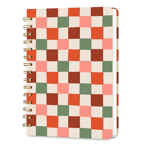 Lined Spiral Journal Notebook for Work A5,160 Pages, Checkered Pattern - color: Checkered pattern 3