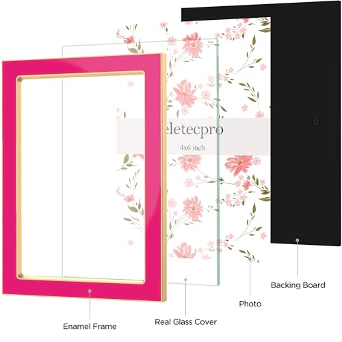 eletecpro 4x6 Enamel Picture Frame with Real Glass Cover, Rose Pink, 2-Pack - color: Rose Red, size: 4x6