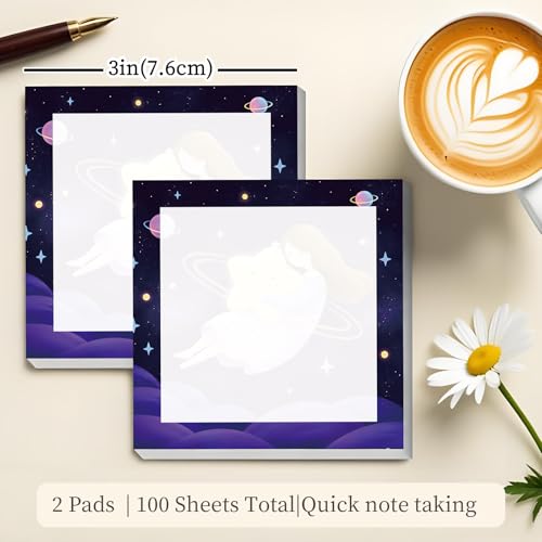 Sticky Notes 3x3 Inches, Cute Self-Stick Note Pads, Funny Memo Pads, Easy to Post Sticky Notes for Office, Home & Notebook Cute Girl Moon Star - color: Cute Girl Moon Star