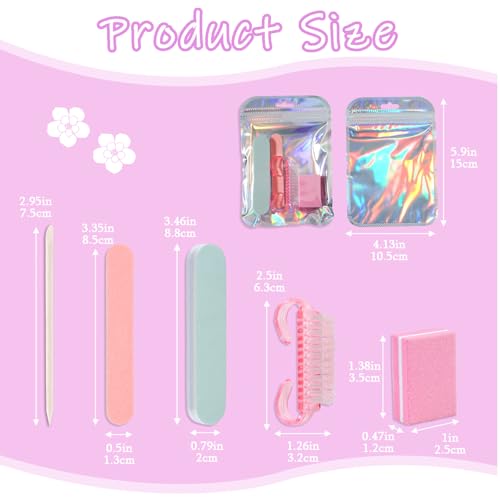 18 Set Disposable Manicure Kit Set, Press On Nail Tool Kit (Pink) - color: Pink