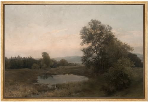 MUDECOR Framed Canvas Print Wall Art Vintage Landscape with Clouds Classic Countryside Illustrations Fine Art Decorative Zen Multicolor Country/Farmhouse Retro for Bedroom - 24"x36" Natural - color: A03-2404-irs06, size: 36"L x 24"W