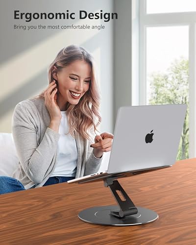 LOXP Ultra-Stable Laptop Stand for Desk with Larger Base - color: Glossy Black