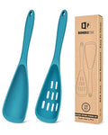 BUNDLEPRO Silicone Cooking Spoons for Nonstick Cookware, One-Piece, 2 Pack - color: Blue