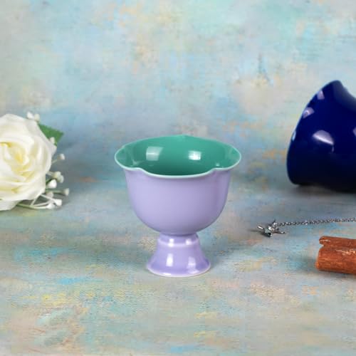 KAMMAK Tea Cup, 2.6oz Small Tea Cups for Home, Party, Office, Porcelain Tea Cup Set, Ceramic Teacups, Chinese Kungfu Tea Set for Hot/Cold Drink (Purple and Dark Blue) - style: 674N+675N Purple and Blue