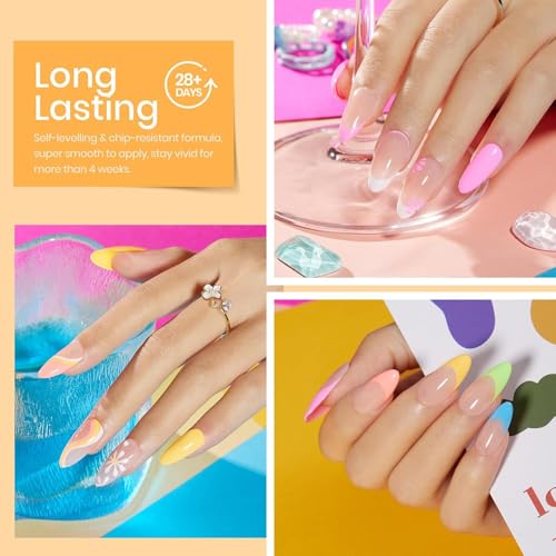 Beetles Neon Gel Nail Polish, Neon Lights, 6 Colors Gel Polish Set - color: A - Creme | Neon Light