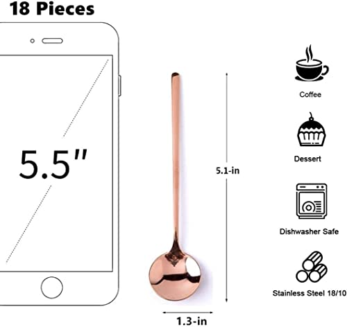 10 Pack Espresso spoons 18/10 Stainless Steel Teaspoons Set for Coffee Sugar Dessert Cake Ice Cream Soup Antipasto Cappuccino, 5.3 Inch Rose Gold - size: Rose Gold-10 Pack