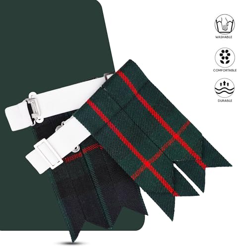 EZE Kilt Flashes for Men with Heavy Buckle Adjusters, Plain & Tartan Kilt Sock Flashes Acrylic Wool - color: Gunn
