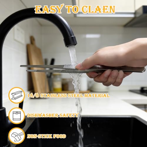 12-Inch Kitchen Tweezers, 18/8 Stainless Steel Tongs with Serrated Tips