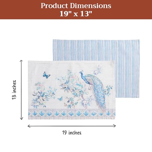 Maison d' Hermine Placemats Set of 4 Reusable 100% Combed Cotton (13"x19") - color: 011 - Peacock Utopia - Orginal, size: 13" X 19" (Pack of 4)