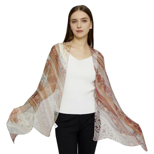 PANTONIGHT Long Chiffon Sheer Scarf Gradient Shaded Colors Lightweight Scarf For Womens - color: Brown 722