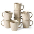 famiware Coffee Mugs Set of 8, Ocean Square 13oz Coffee Cup Set with Handle - color: Ocean Square-Light khaki, size: 8pcs