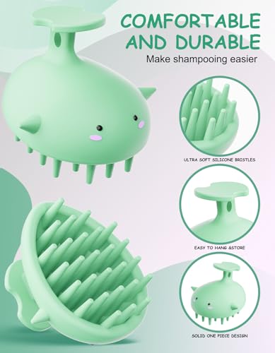 Scalp Scrubber Shampoo Brush, Wet & Dry Silicone Scalp Massager Brush Green - color: Green