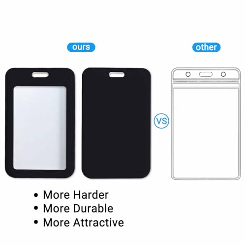 ID Holders for Badges Black Badge Holder with Lanyard Clip for Women Nurse Teacher Student - color: Black