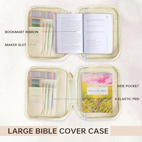 Bible Cover Case for Women Large Bible Cover Bag Quilted Bible Carrying Case for Girls Bible Study Supplies Accessories Christian Gifts for Women (Blue Gingham, Large) - color: Blue Gingham