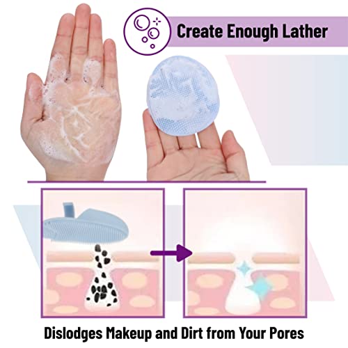 Slick- Silicone Facial Cleansing Brush, 4 Pack, Silicone Face Scrubber Exfoliator - color: Pink\purple\blue