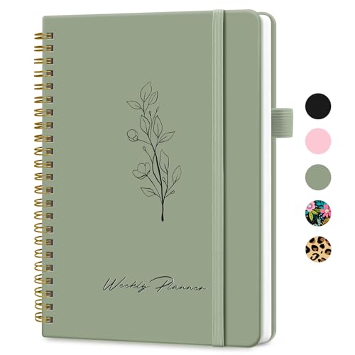 Taja Undated Weekly Planner, To Do List Notebook with Habit Tracker, A5 - color: a.Green