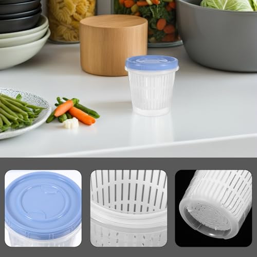ARTIBETTER Pickle Jar Strainer Insert Airtight Kimchi Container for Vegetables and Fruits Drain Excess Liquid Food Storage Holder 5.23 X 5.11 X 5.11 in