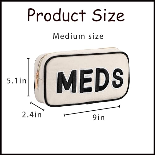 uekeboag Canvas Chenille Letter Medicine Makeup Bag(02Meds) - color: Black Meds