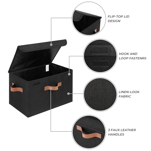 GRANNY SAYS Memory Keepsake Storage Box, Fabric Storage Bins with Lids - color: Black, size: Large