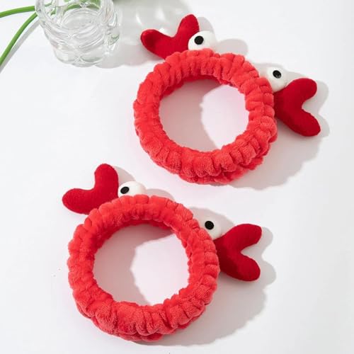 1 Pcs Red Crab Face Wash Headband Cute Soft Facial Makeup Hair Band Elastic Head Band Creative Hair Accessorie for Women Skincare Shower