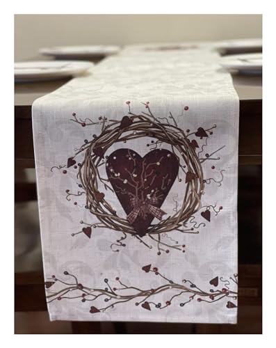 Rustic Country Hearts Table Runner 70x13 Inches - color: Heart Runner