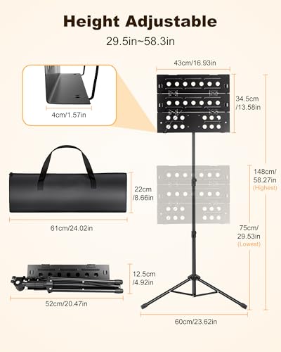 New bee Music Stand, Tri-fold Panel Foldable Sheet Music Stand - color: Black