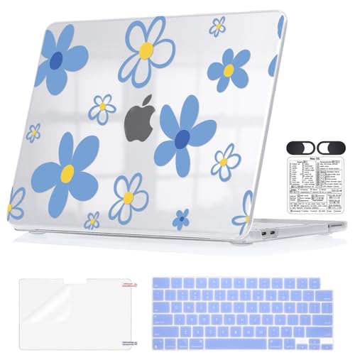 Blue Floral Clear Case for 2026 MacBook Neo 13 Inch A18 Pro A3404 - color: Minimalist Blue Floral