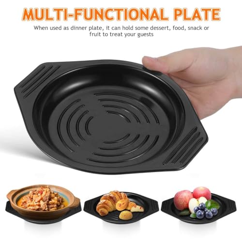 Kichvoe 2 Pcs Korean Stone Bowl Trivet, Black Heat Resistant Pot Tray