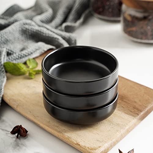 Selamica Ceramic 3.3 Inch Soy Sauce Dish Dipping Bowls Side Dishes Small Appetizer Pinch Bowls for Condiments, Sushi, Ketchup, BBQ-Set of 6(Matte Black) - color: Matte Black, size: 3.3 Inch, Set of 6