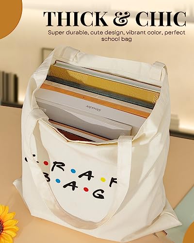 AUSVKAI Canvas Tote Bag Aesthetic Cute For Women College Grocery Bag Cotton Cloth Beach Totes Gift - color: Crap Bag