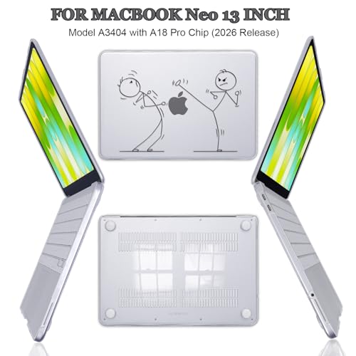 Fun Cartoon Line Art Clear Case for 2026 MacBook Neo 13 Inch A3404 - color: Funny Minimalist Characters