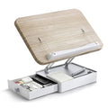 Book Stand with Storage Drawer, Heavy-Duty Adjustable Wooden Reading Stand - color: White Ash Effect, size: 10.5" x 15.5"