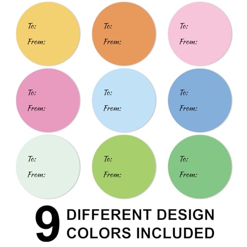 Whaline 315Pcs Pastel Gift Tag Stickers 2.5 Inch to and from Colorful Circle Present Stickers Back to School Self-Adhesive Blank Labels Envelope Sticker for Party Favors Marking, 9 Colors - color: Pastel