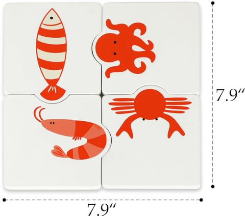 Beach Coasters for Drinks Set of 4, 3.94 Inch Square Resin - color: Red