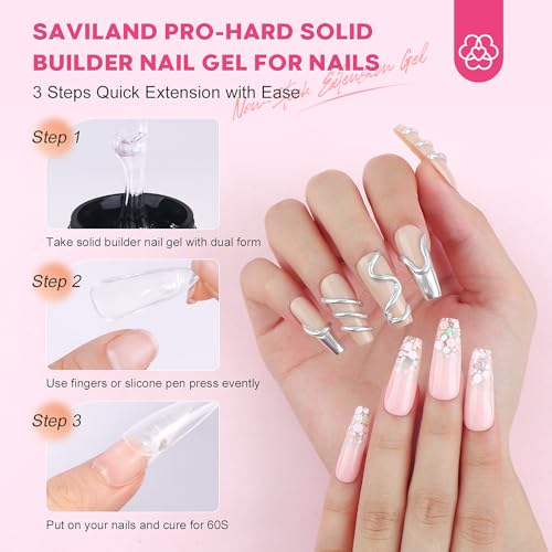 SAVILAND Solid Builder Nail Gel with U V Lamp for 3D Carving & Extension - size: 9pcs
