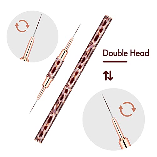 Nail Art Brushes -Double Ended Nail Art Liner Brushes 10 Heads Brush Set - color: Leopard Brown