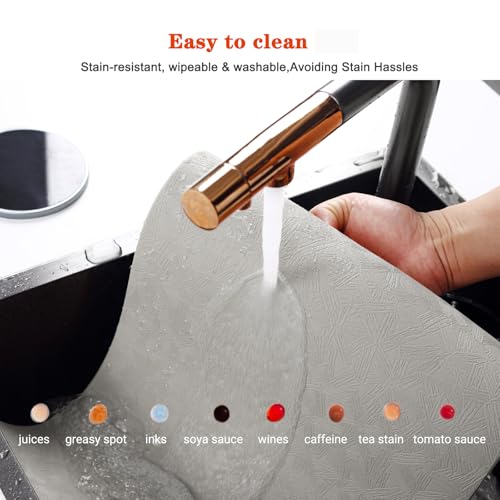 Light Gray Vinyl Placemats Set of 6 Waterproof Wipeable Table Mats - color: Light Gray
