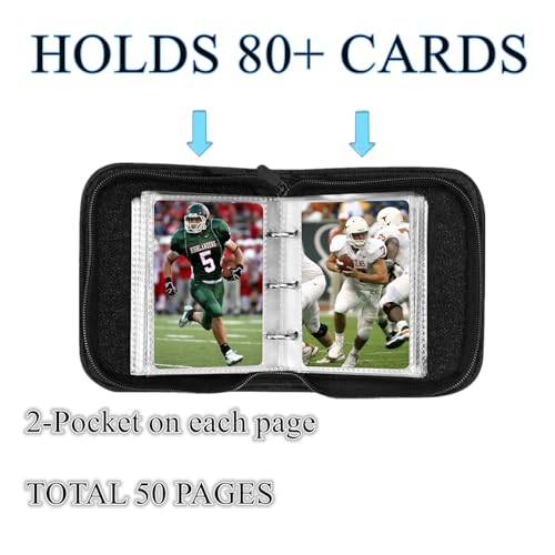 Mini Trading Card Binder for 80+ Cards - Lightweight Portable Top Loading Album with Secure Pockets for TCG, MTG, Baseball, Football, Sports & Game Cards (White) - color: White