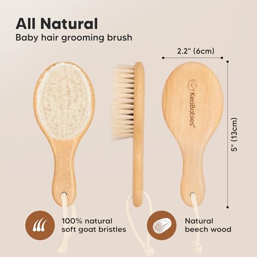 Wooden Baby Hair Brush for Toddler, Infant Cradle Cap (Walnut, Petite) - color: Walnut, size: Oval, Petite 5"
