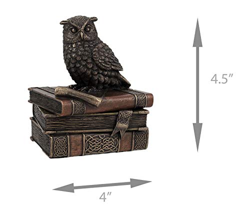 Veronese Design Bronzed Finish Wise Old Owl Trinket Box