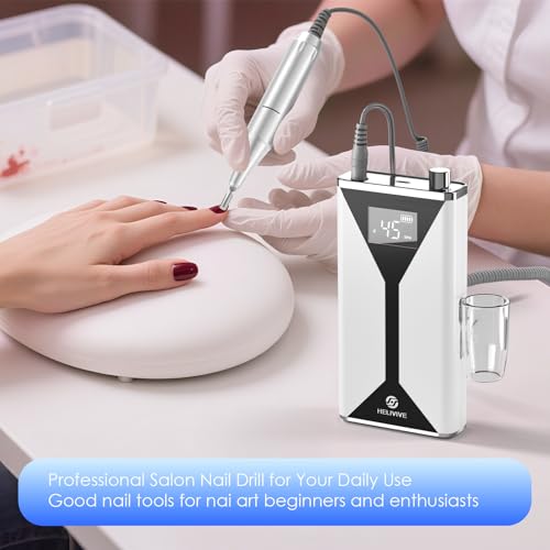 Professional Electric Nail Drill 45000RPM Cordless Nail File - color: White