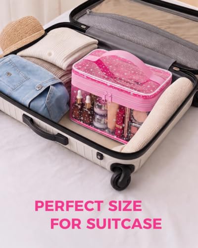 Star Clear Makeup Bag, Waterproof Travel Cosmetic Bag Toiletry bag,Pink - color: Pink