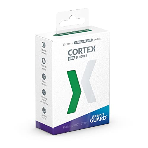 Ultimate Guard Cortex Outer Card Sleeves, 100 Standard Size TCG Sleeves, 66 x 91mm, Green Back, Glossy Finish, No PVC & Acid-Free, High Clarity - color: Green, size: Standard Glossy