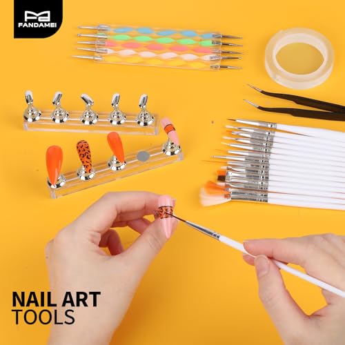 FANDAMEI Nail Art Tools, Nail Stuff, Nail Supplies, Nail Stand, Nail Brush - color: White